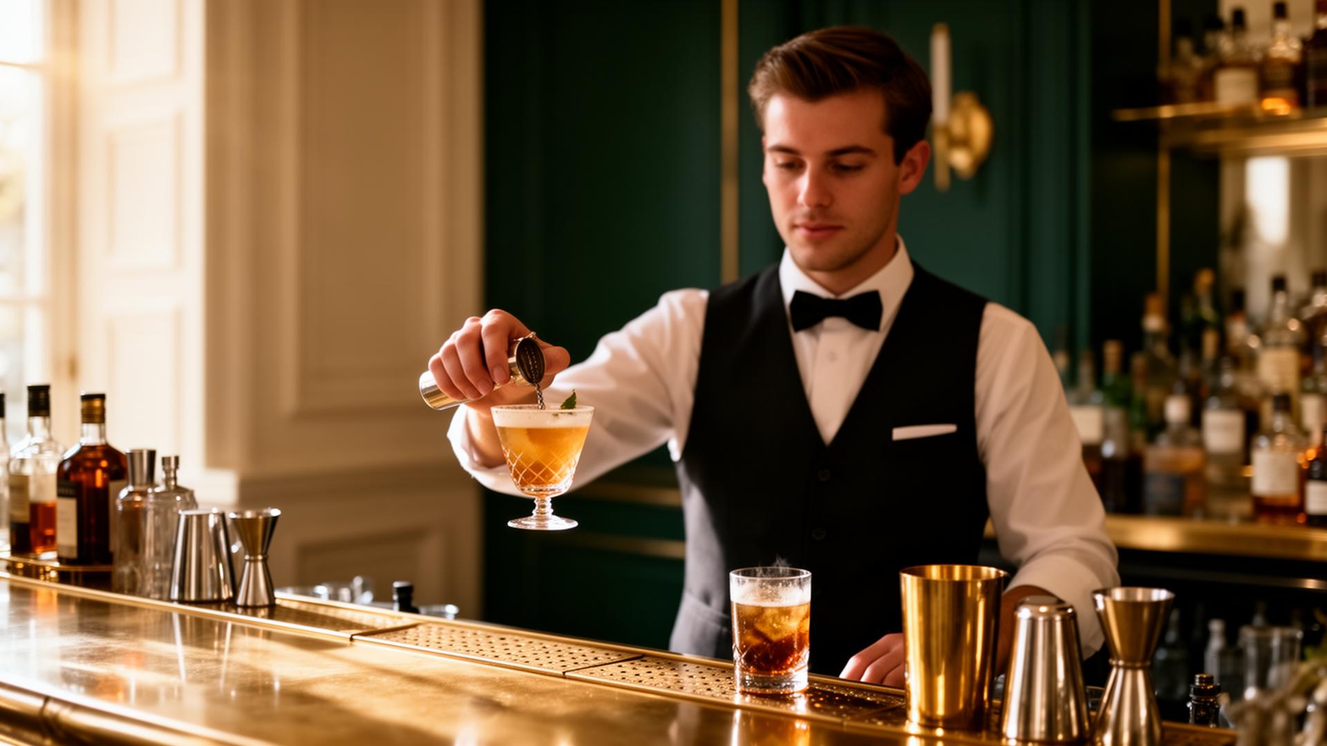 Bartender préparant un cocktail premium